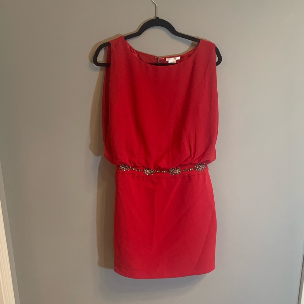 Red dress with beading detailing